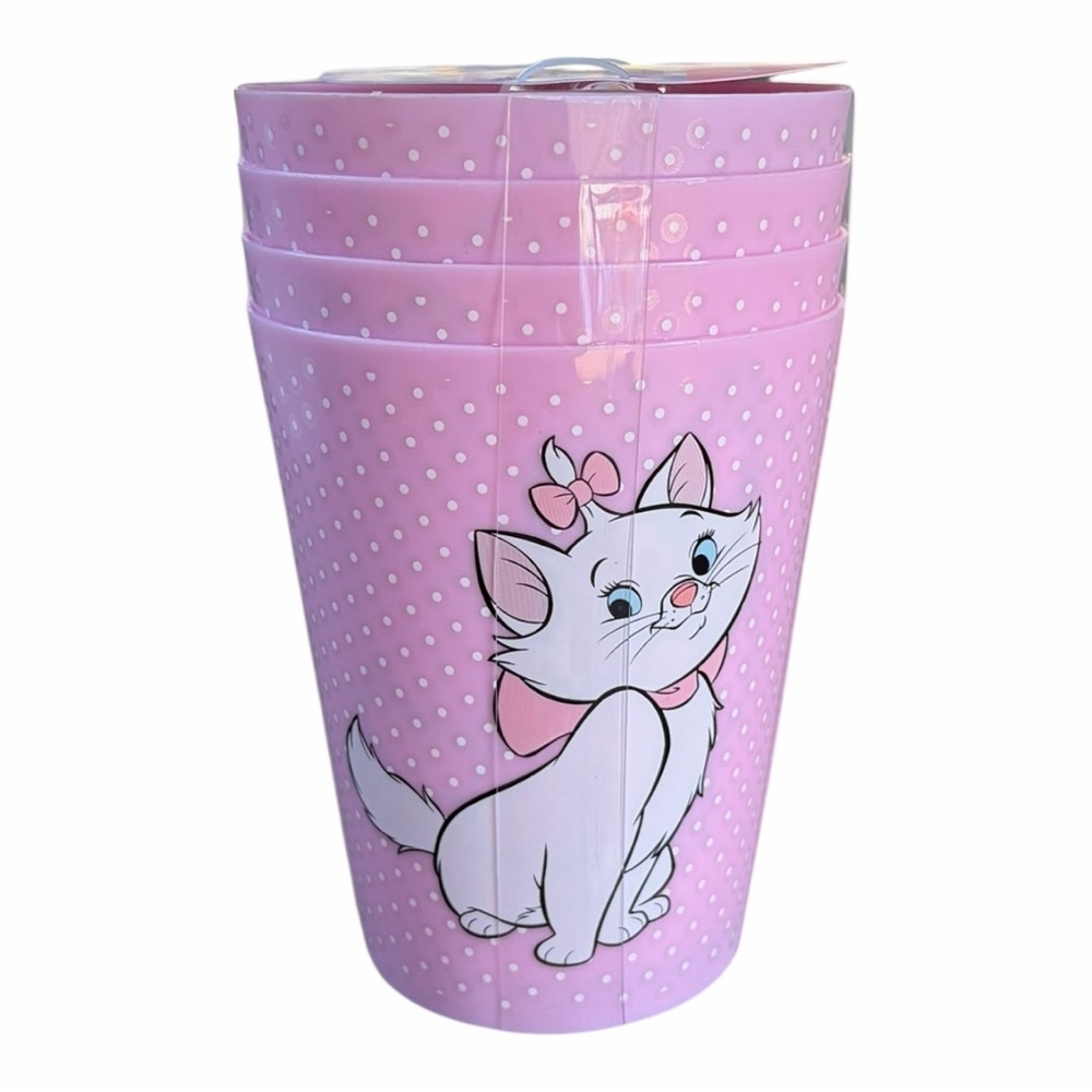 Disney Aristocats Marie White Cat Pink Polka Dot 16 Oz. Cups Dishwasher Safe